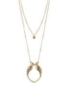 Lucky Brand Sun Kissed Moments Two-tone, Semi-precious Rock Crystal And Steel Long Kissing Bird Pendant Necklace