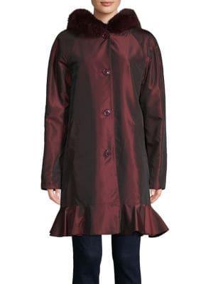 Sofia Cashmere Fox Fur-trimmed Reversible Coat