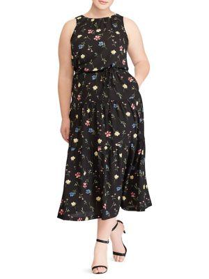 Lauren Ralph Lauren Plus Floral Sleeveless Midi Dress