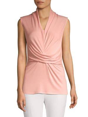 H Halston Draped V-neck Top