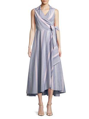 Calvin Klein Striped Self-tie Cotton Dress