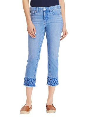 Lauren Ralph Lauren Embroidered Straight Cropped Jeans