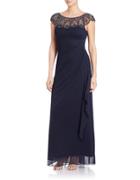 Xscape Embellished Mock Wrap Gown