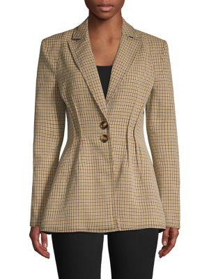 Cmeo Collective Plaid Tapered-waist Blazer