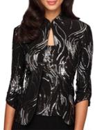 Alex Evenings 2-piece Sequined Mandarin Neck Jacket And Tank Set