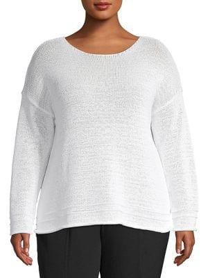 Lord & Taylor Plus Long-sleeve Cotton Blend Sweater