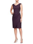 Alex Evenings Wrap-skirt Beaded Sheath Dress