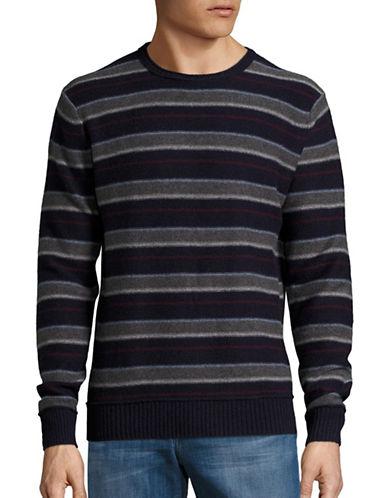 Black Brown Wool-blend Striped Crewneck Sweater
