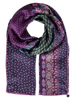 Fraas Patchwork Paisley Silk Wrap Scarf