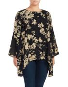 Context Plus Floral Bell Sleeve Top