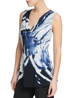 Donna Karan Print Cowlneck Fit-&-flare Blouse