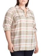 Lauren Ralph Lauren Plus Relaxed-fit Plaid Cotton Shirt