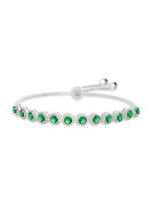 Lord & Taylor Rhodium-plated Sterling Silver & Crystal Slider Bracelet