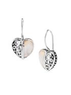 Lord & Taylor 925 Sterling Silver & Mother-of-pearl Heart Earrings