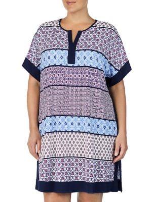 Ellen Tracy Plus Classic Printed Short Tunic