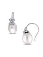 Sonatina South Sea Cultured Pearl, Diamond And 14k White Gold Floral Earrings