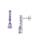 Sonatina Sterling Silver, Amethyst & Tanzanite Drop Earrings