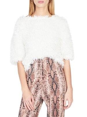 Miss Selfridge Fluffy Faux Fur Sweat Top