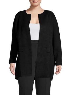 Rafaella Plus Open-collar Duster Jacket