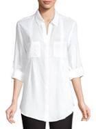 Lord And Taylor Separates Petite Gauze Button Front Shirt