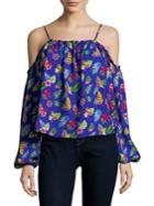 Design Lab Printed Cold-shoulder Top