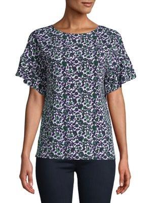 Michael Michael Kors Vine-print Bell-sleeve Top