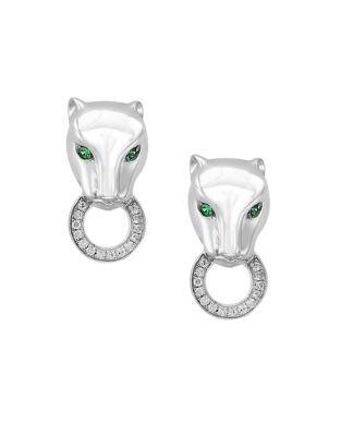Effy Diamond & Sterling Silver Jaguar Drop Earrings
