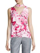Design Lab Lord & Taylor Floral Choker Top