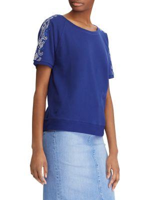 Lauren Ralph Lauren Embroidered French Terry Top