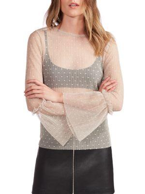 Avec Les Filles Mesh Trumpet-sleeve Top