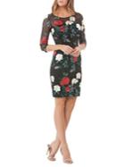 Carmen Marc Valvo Infusion Floral Quarter-sleeve Cocktail Dress
