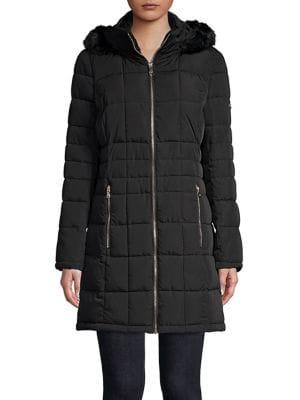 Calvin Klein Faux Fur-trim Quilted Jacket
