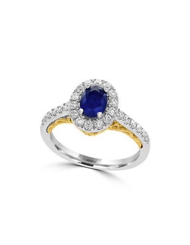 Effy Royale Bleu 0.50 Tcw Diamonds, Sapphire, 14k White Gold And 14k Yellow Gold Ring