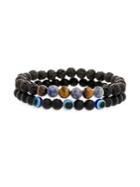 Lord & Taylor Set Of 2 Tiger Eye Beaded Bracelets