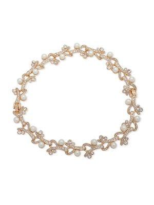 Anne Klein Faux Pearl & Crystal Statement Necklace