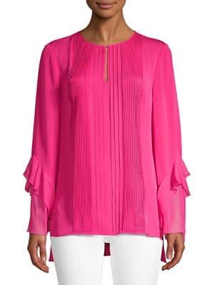 Elie Tahari Pleated Ruffle-sleeve Blouse