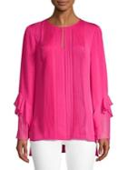 Elie Tahari Pleated Ruffle-sleeve Blouse