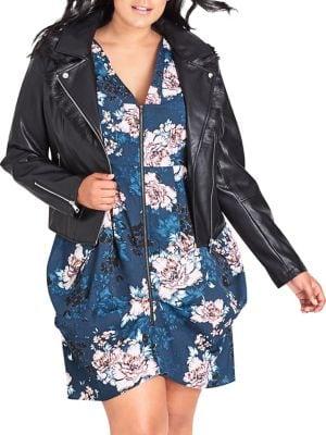 City Chic Plus Faux-fur Moto Jacket
