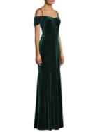 Laundry By Shelli Segal Velvet Cold-shoulder Gown