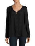 Velvet By Graham And Spencer Embroidered Peasant Top