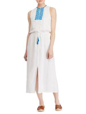 Lauren Ralph Lauren Embroidered Linen Maxi Dress