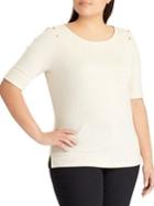 Lauren Ralph Lauren Plus Goldtone Shoulder-buttoned Top