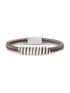 Lord & Taylor Stainless Steel & Leather Spiral Bar Bracelet