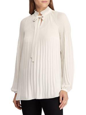 Lauren Ralph Lauren Self-tie Pleated Top