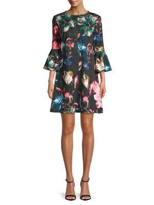 Gabby Skye Floral Printed Bell Sleeve Dress
