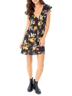 Salt Water Luxe Ruffle Sleeve Floral Button Front Dress