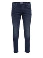 Only And Sons Washed Dark Blue Skinny Jeans