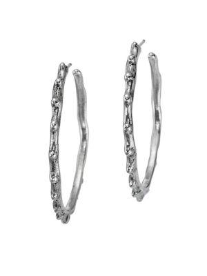 Uno De 50 Silver Anemone Hoop Earrings