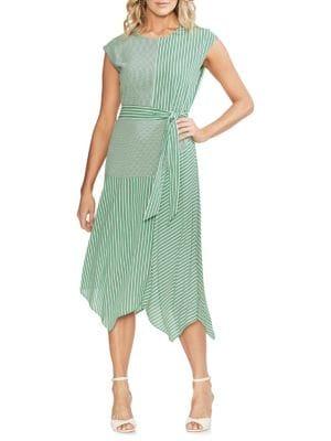 Vince Camuto Daybreak Mixed-print Midi Dress