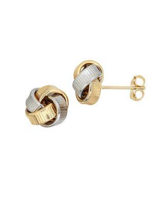 Lord & Taylor 14kt Yellow And White Gold Love Knot Earrings